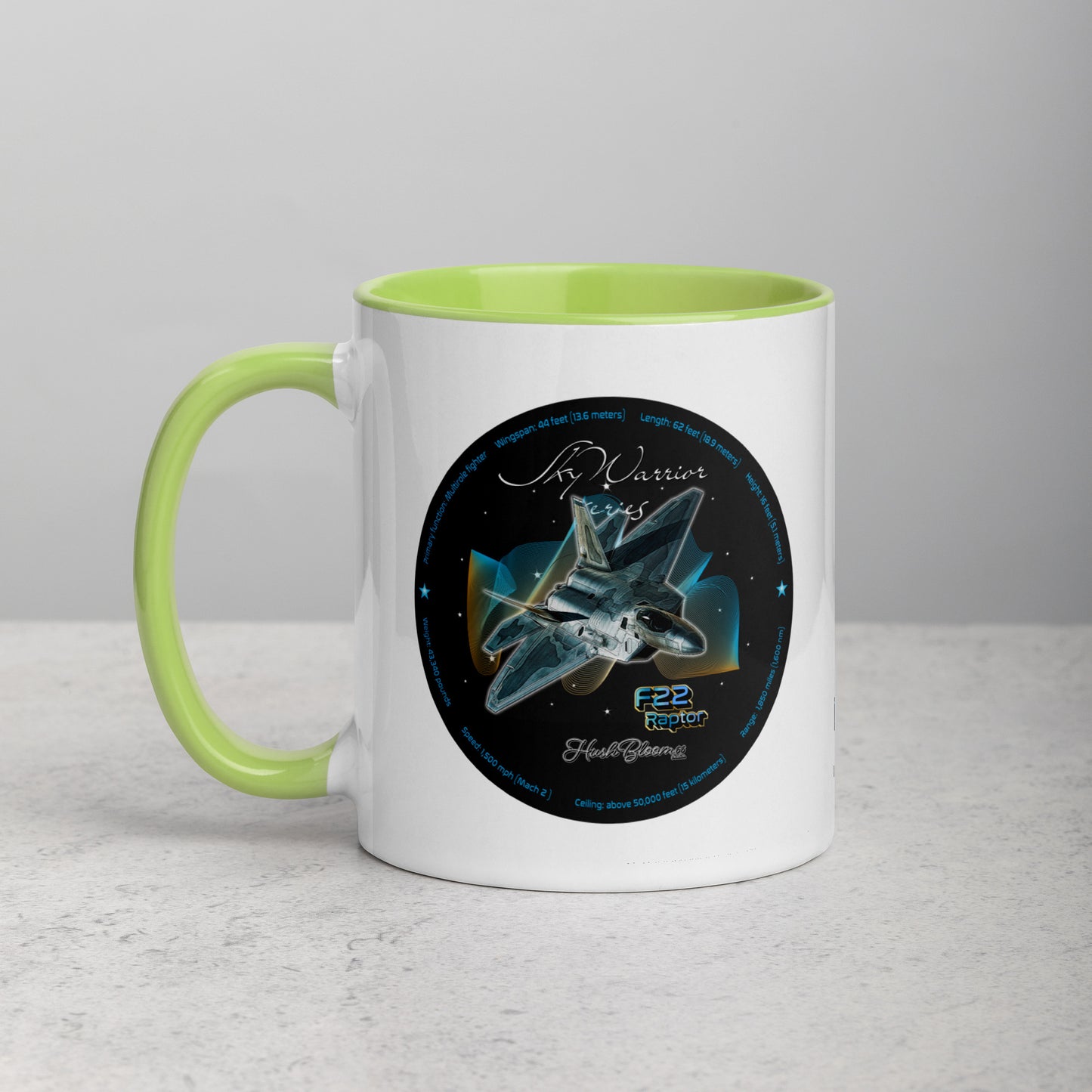 Green - F22 Raptor Mug with Color Inside