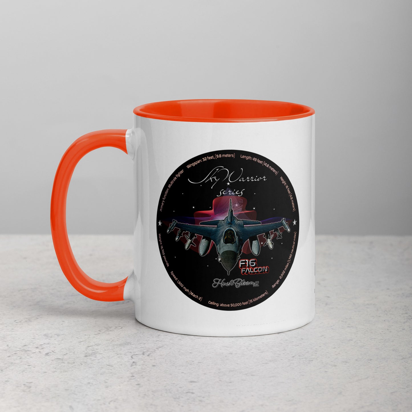 Orange - F16 Falcon Mug with Color Inside