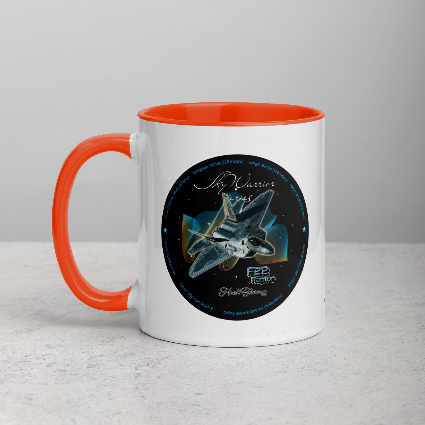 Orange - F22 Raptor Mug with Color Inside