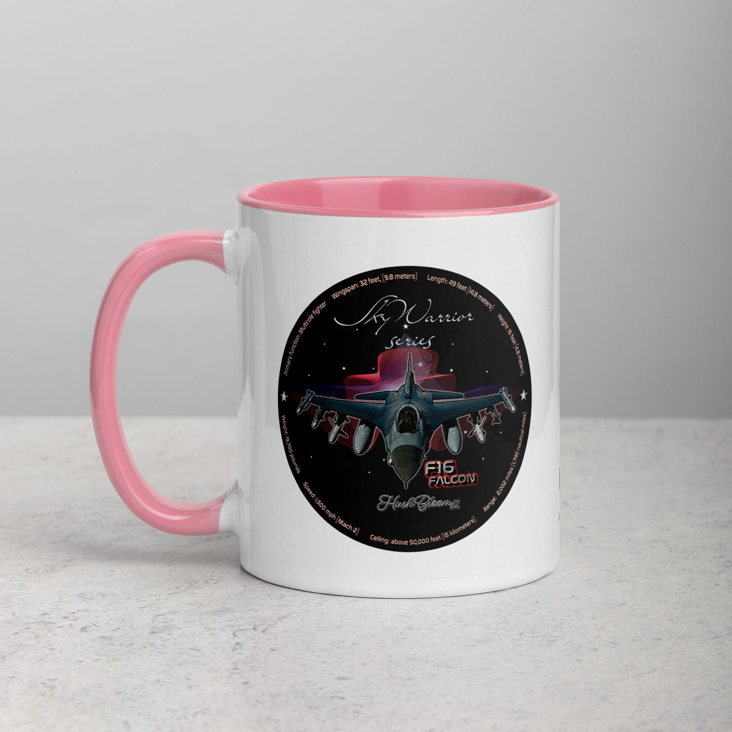 Pink - F16 Falcon Mug with Color Inside