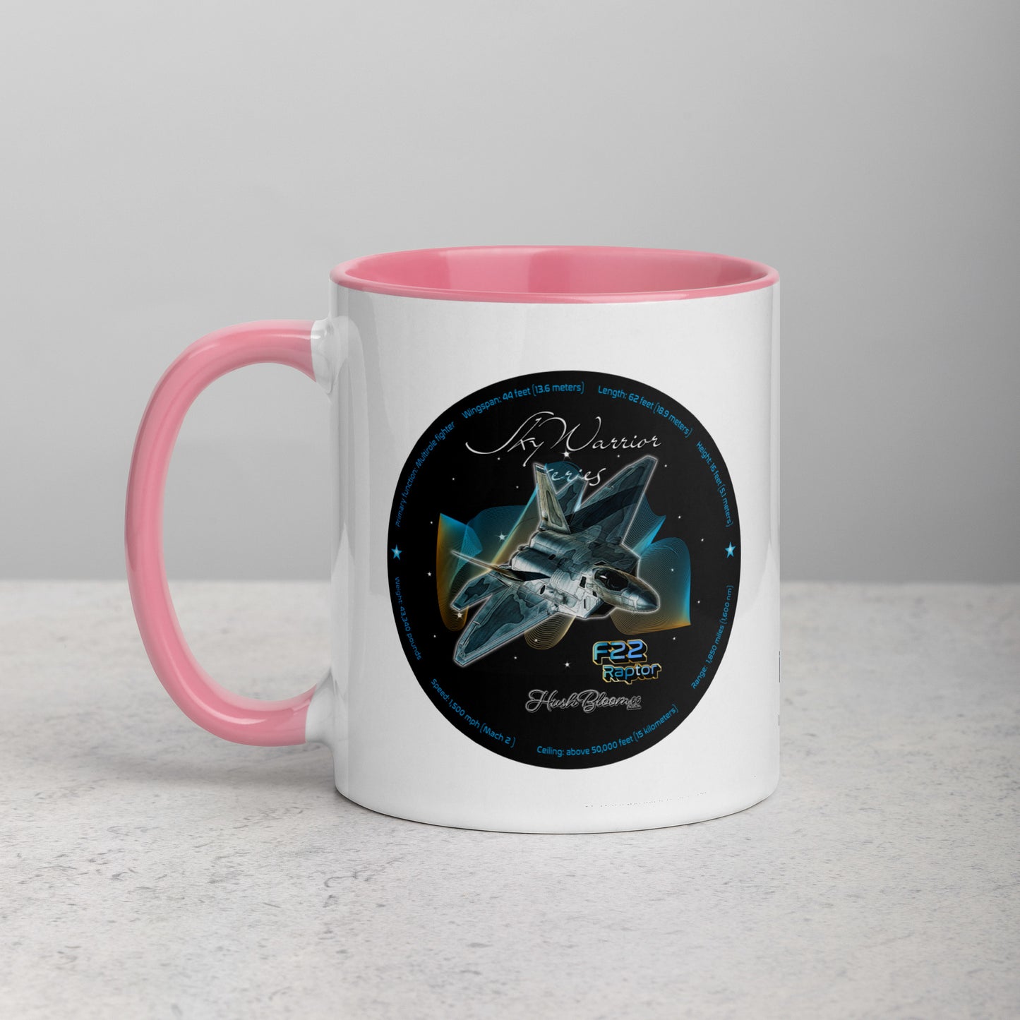 Pink - F22 Raptor Mug with Color Inside