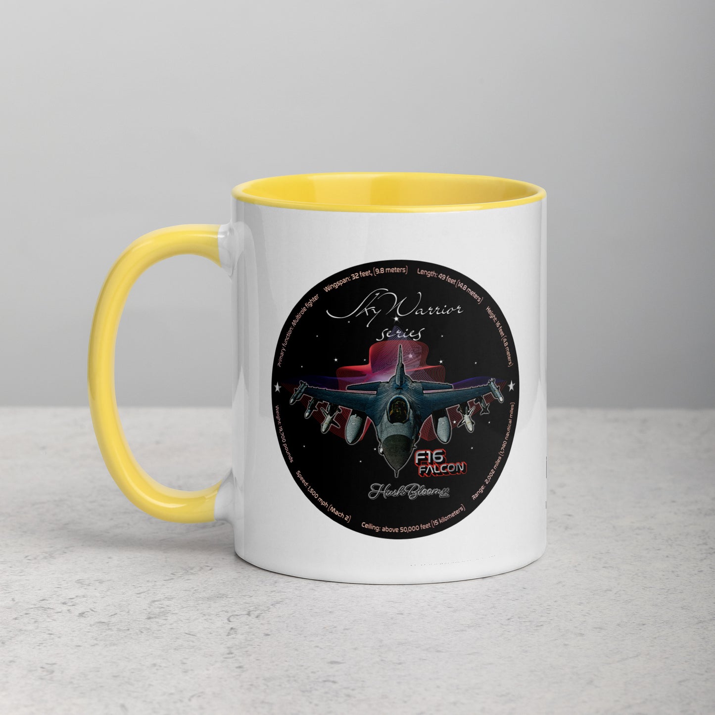Yellow - F16 Falcon Mug with Color Inside