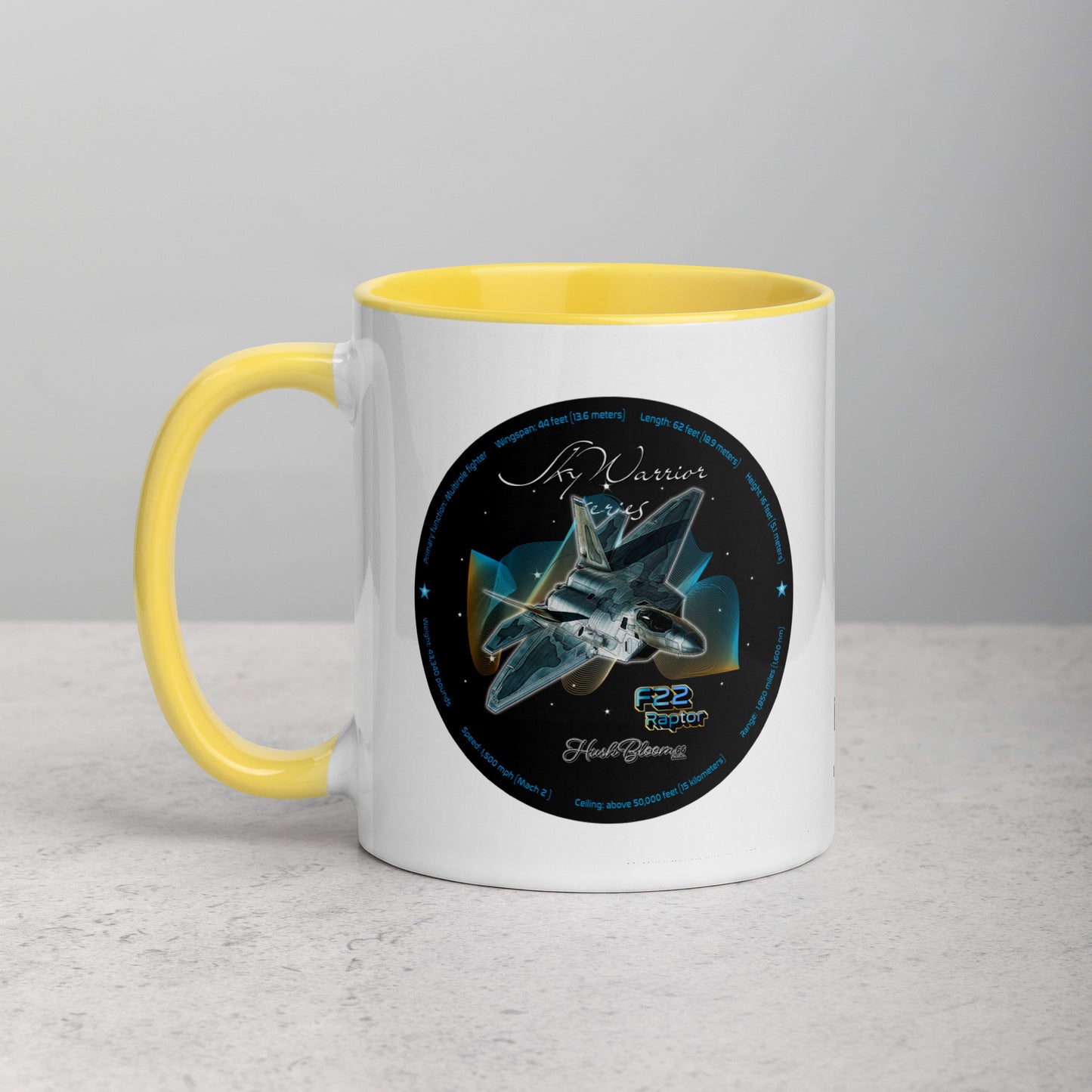 Yellow - F22 Raptor Mug with Color Inside