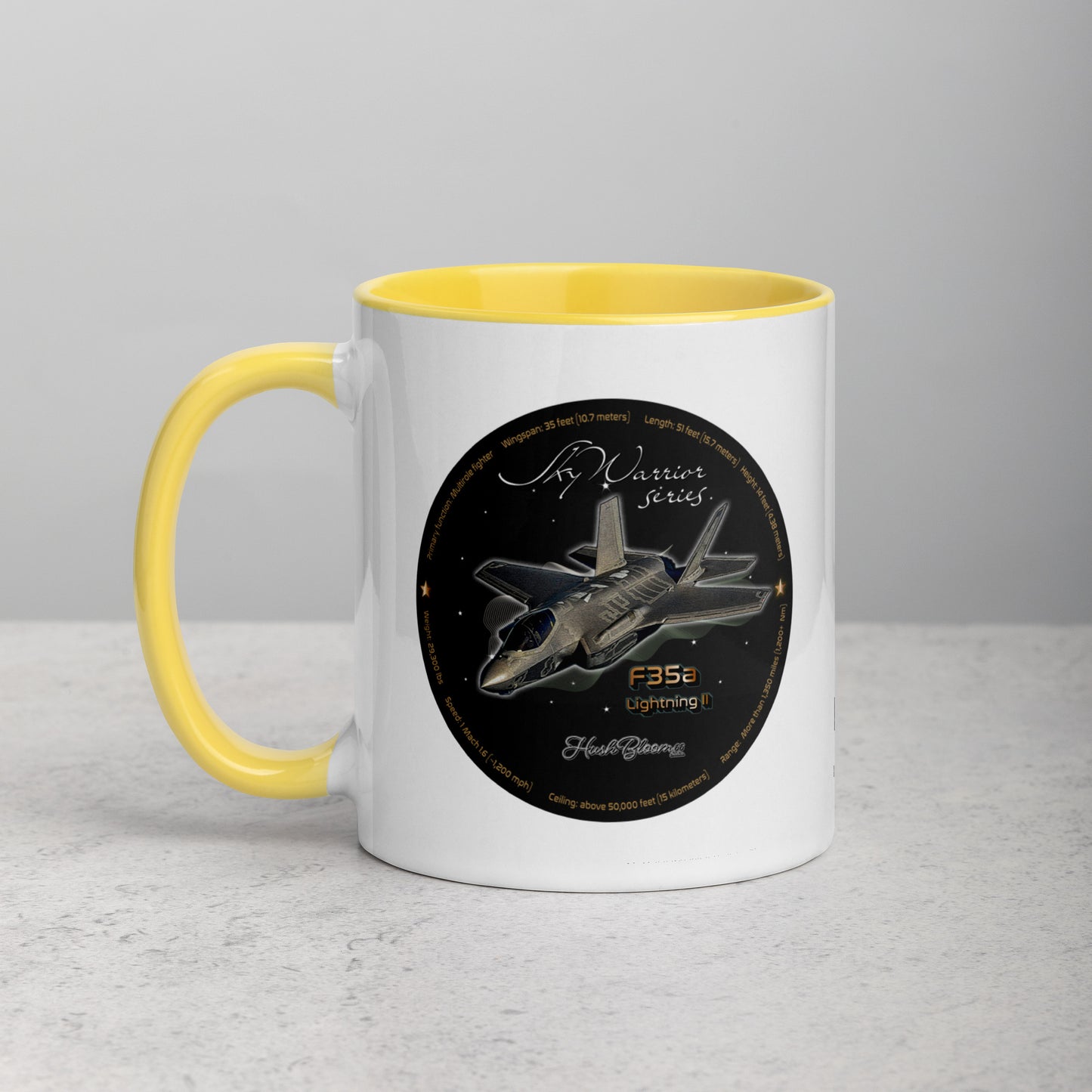Yellow - F35A Lightning Mug with Color Inside