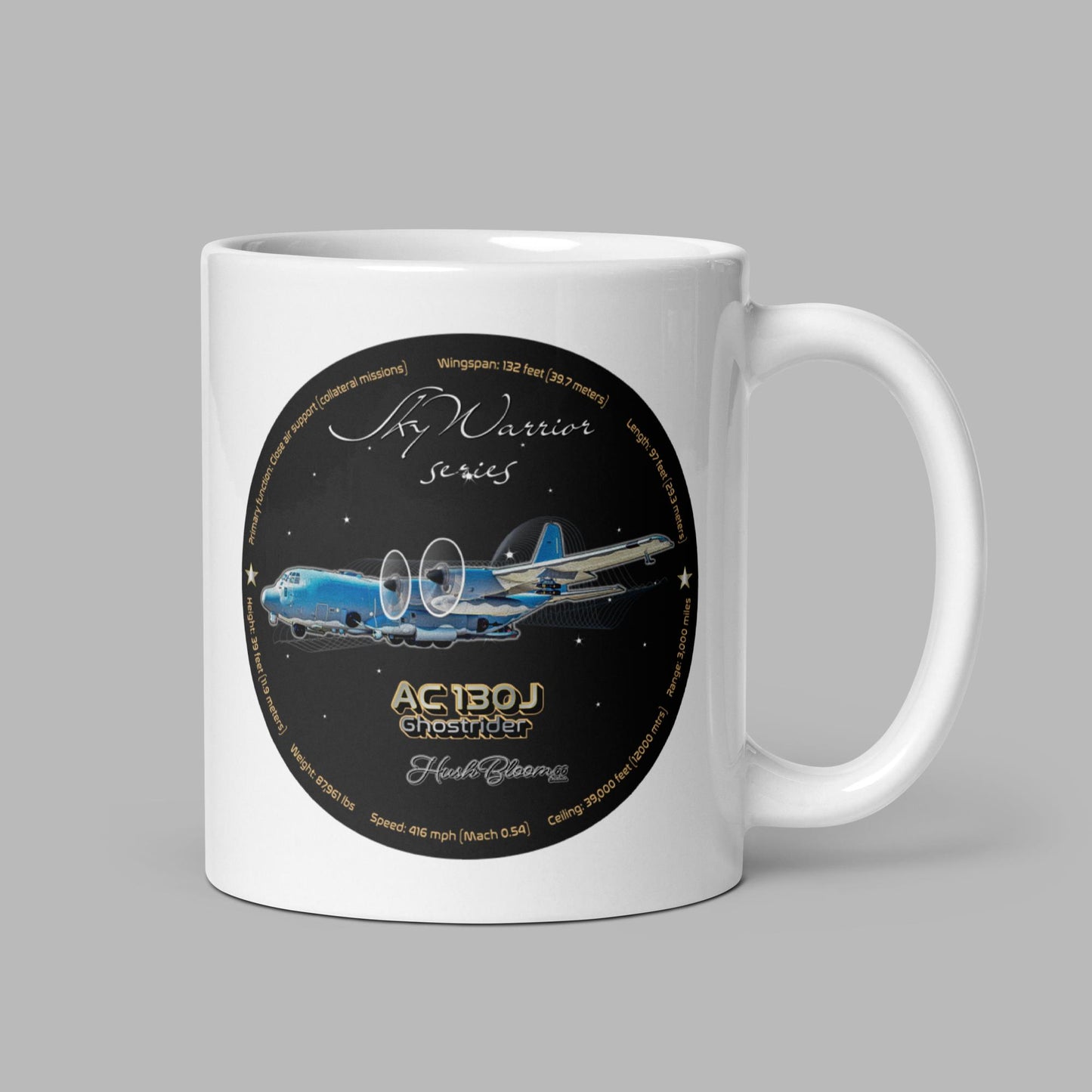 AC130J Ghostrider White glossy mug