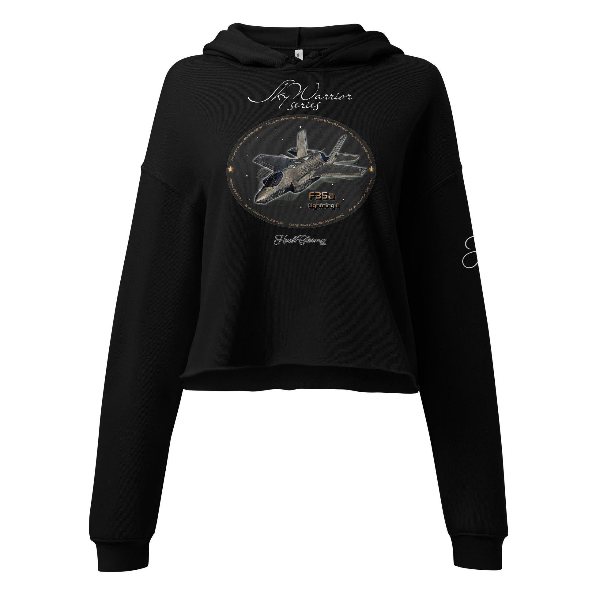 Black - F35A Lightning Crop Hoodie