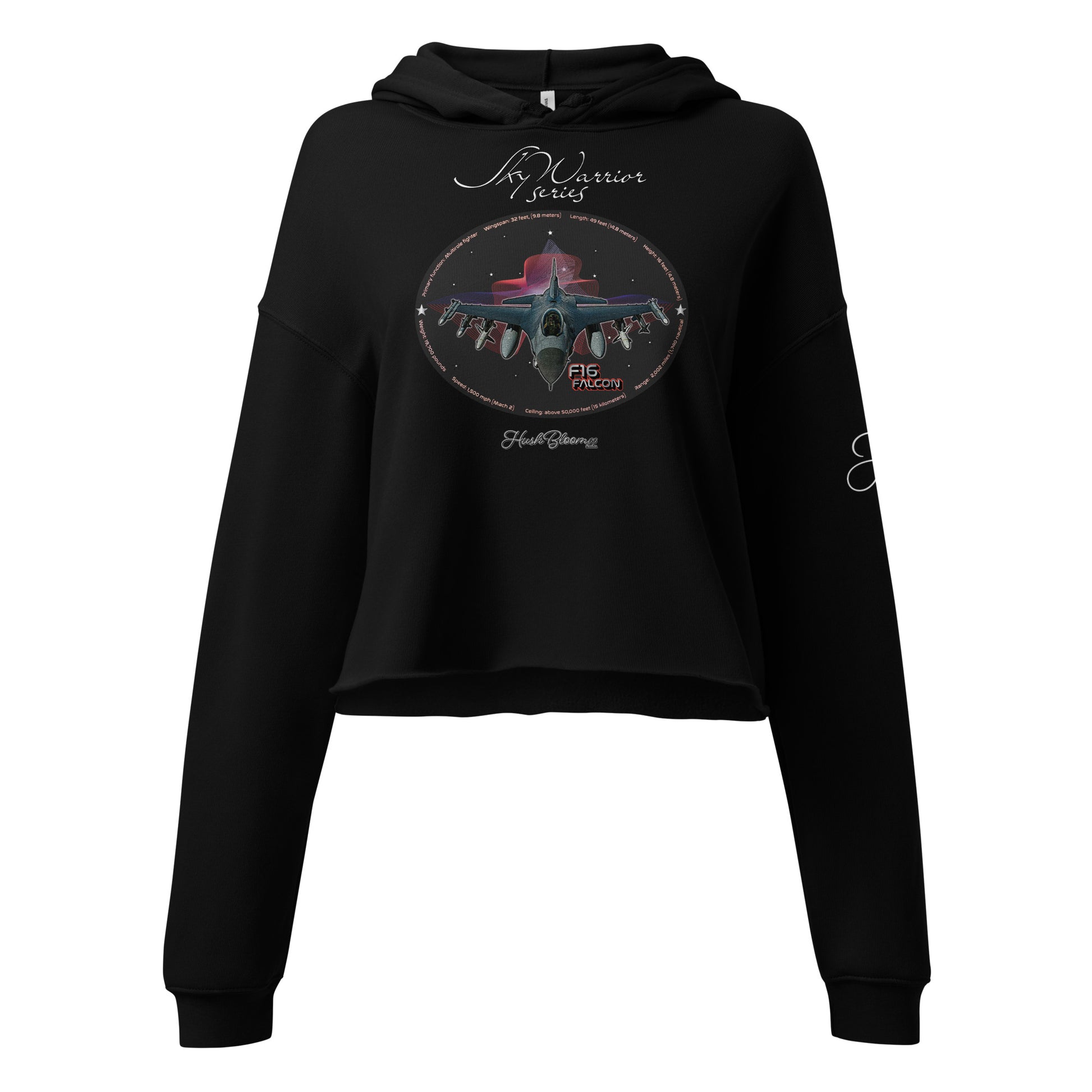 Black - F16 Falcon Crop Hoodie