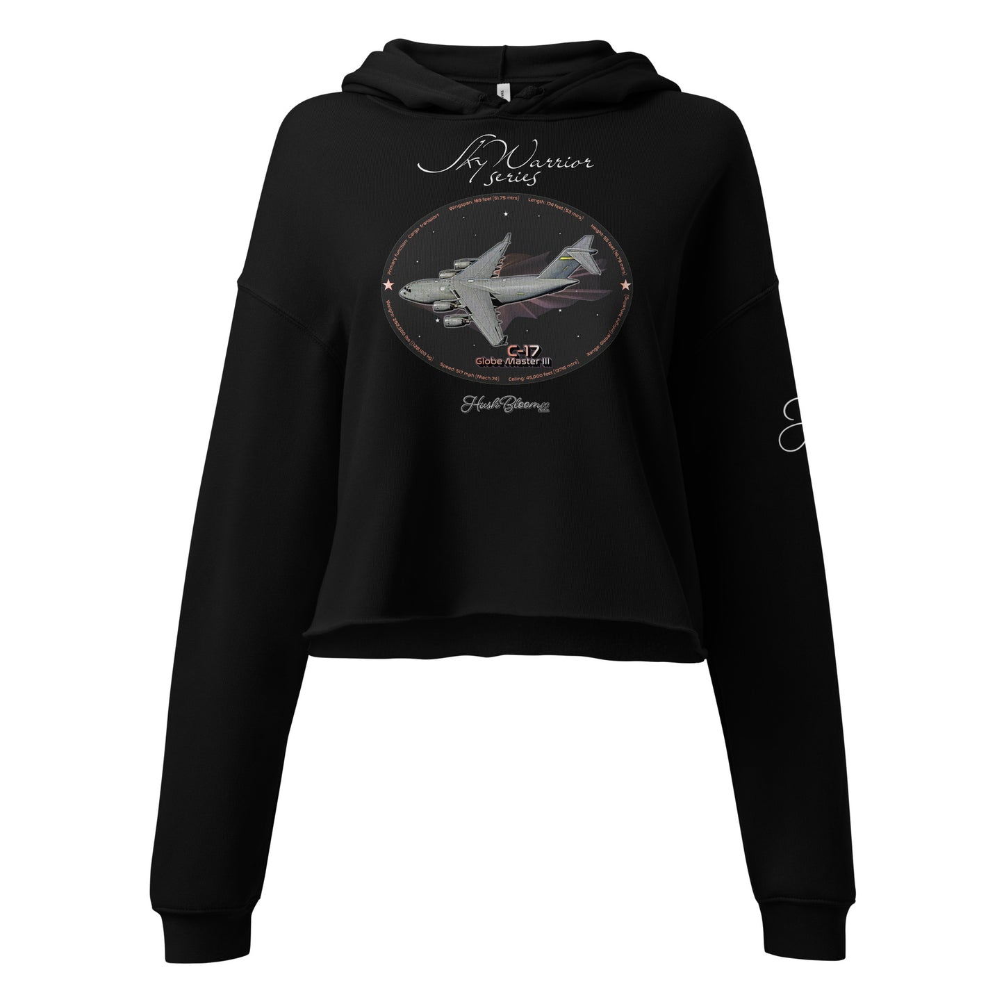 Black - C17 Globe Master III Crop Hoodie