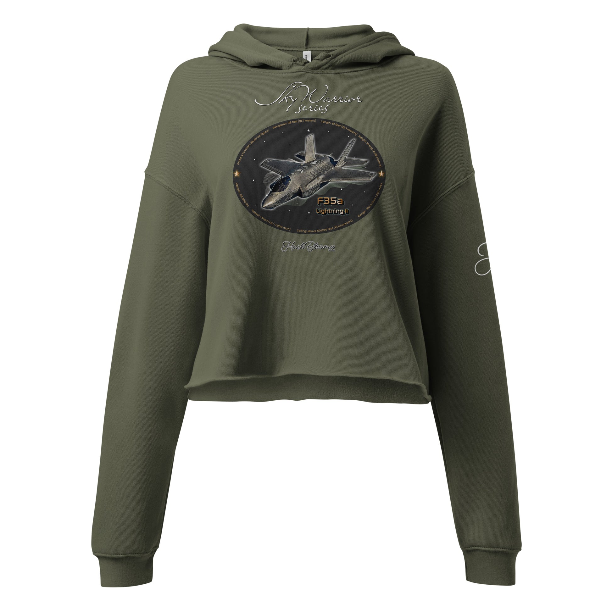 Military Green - F35A Lightning Crop Hoodie