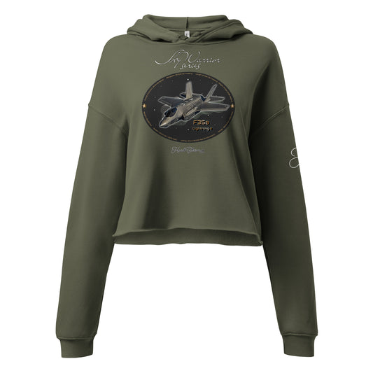 Military Green - F35A Lightning Crop Hoodie