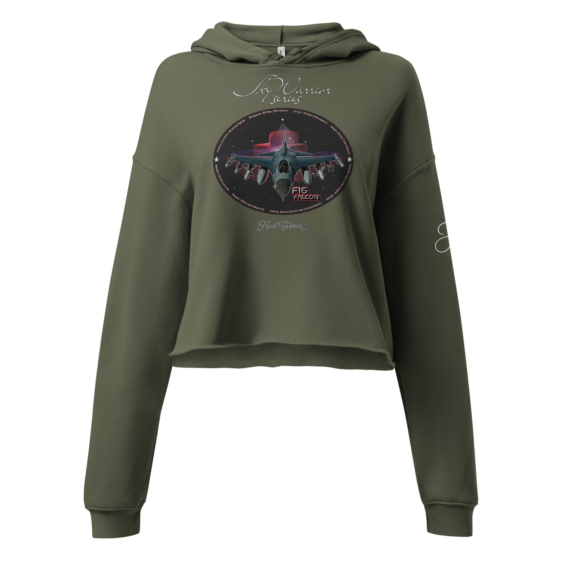Military Green - F16 Falcon Crop Hoodie