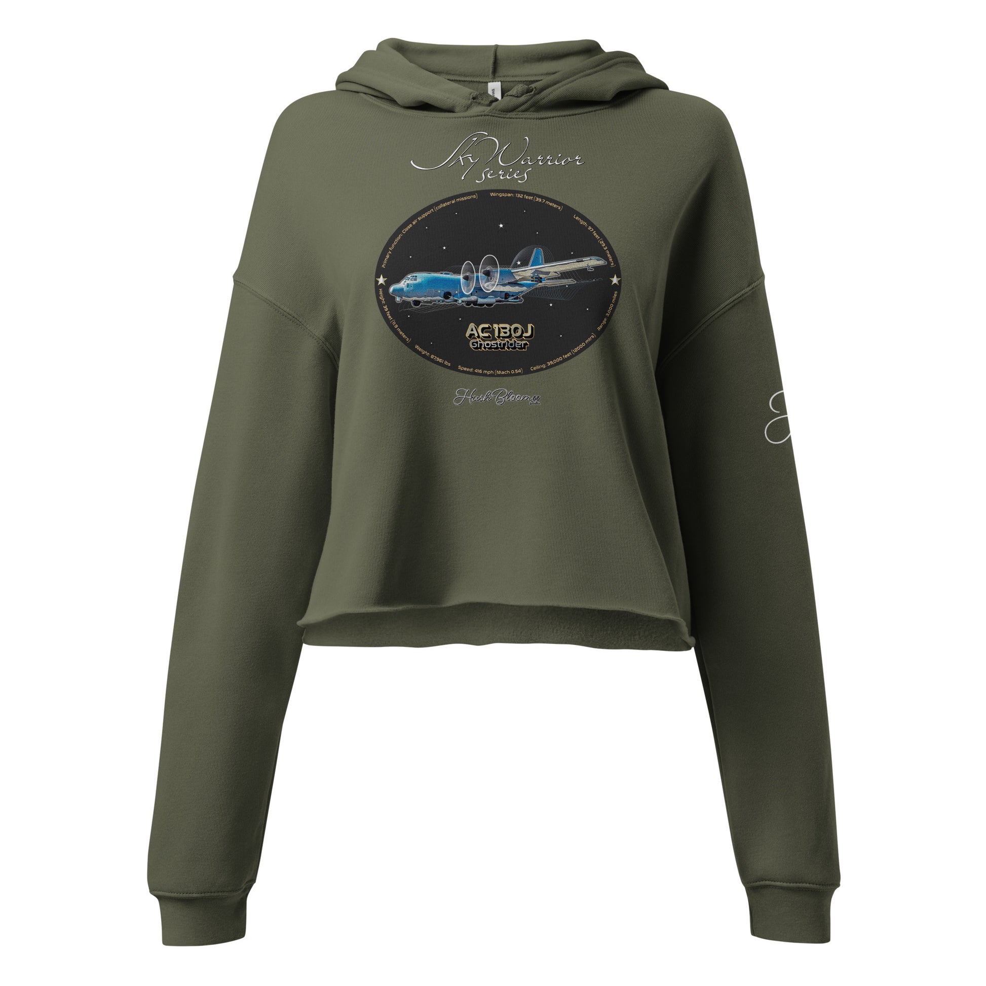 Military Green - AC130J Ghostrider Crop Hoodie
