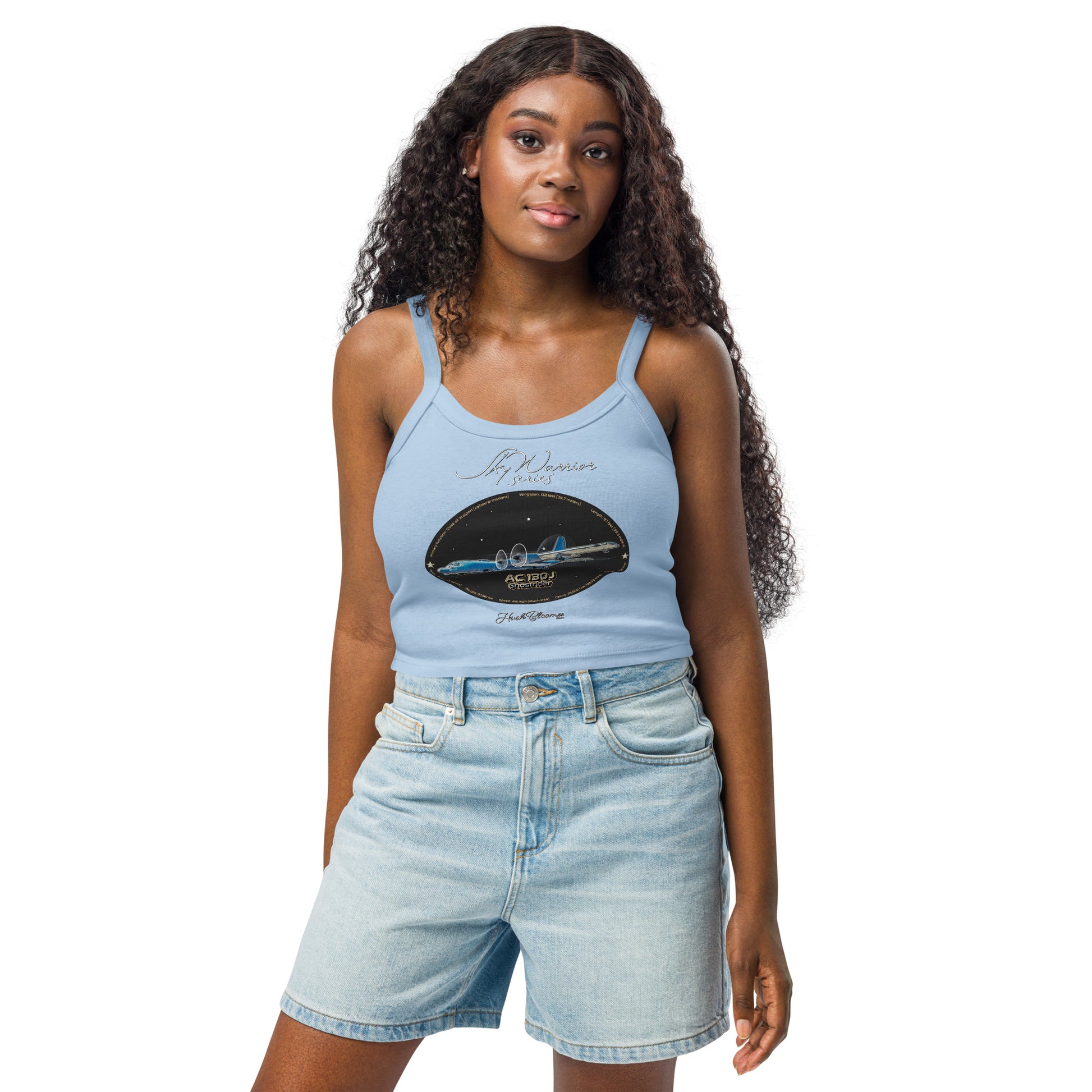 Solid Baby Blue Blend - AC130J Ghostrider Women’s micro-rib tank top