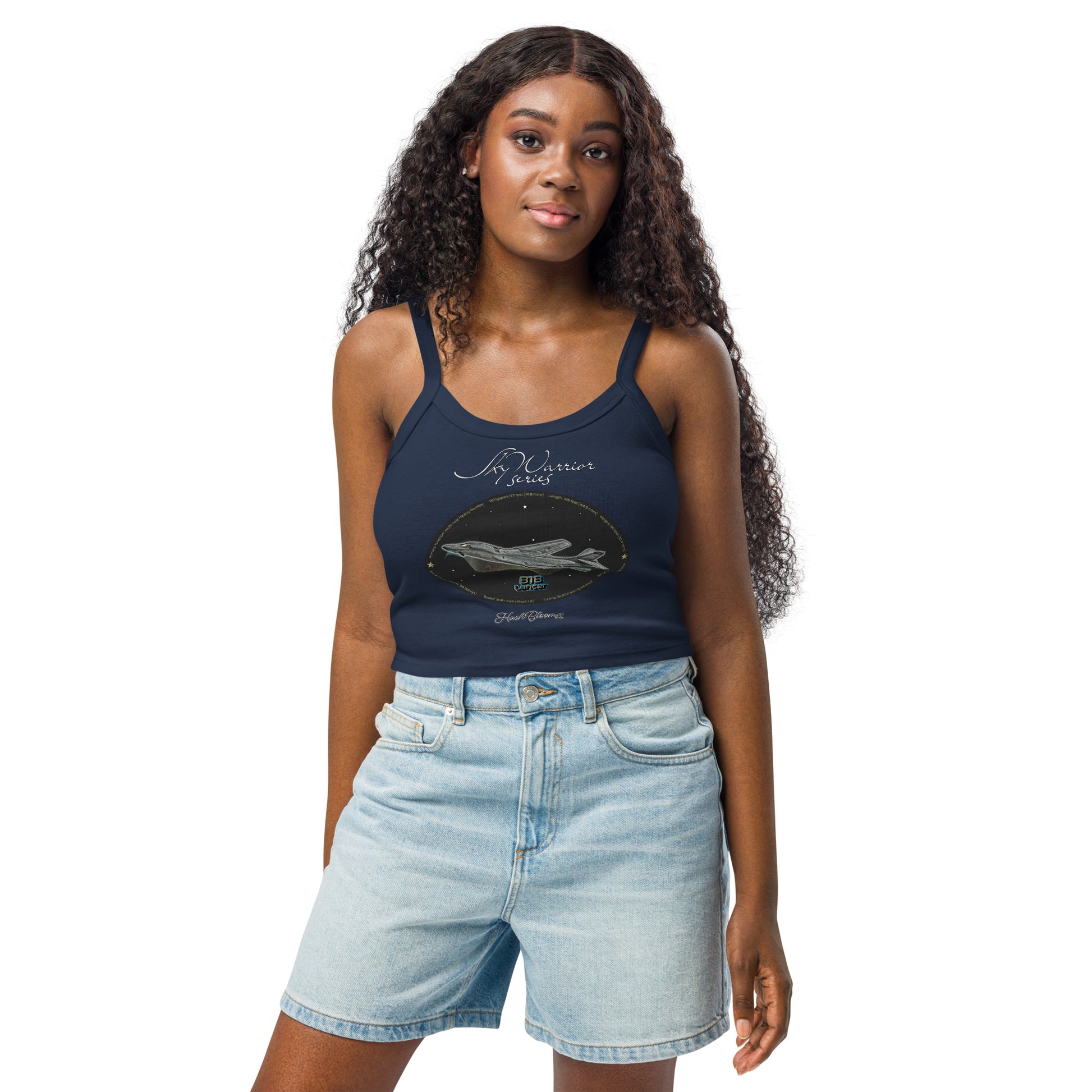 Solid Navy Blend - B1B Lancer Women’s micro-rib tank top