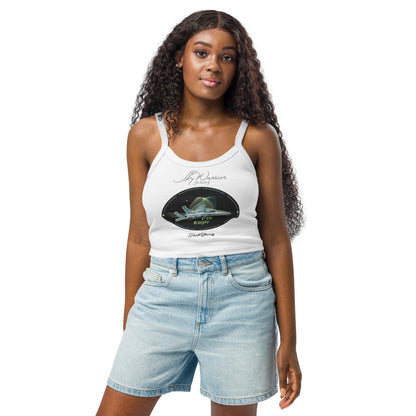 Solid White Blend - F15 Eagle Women’s micro-rib tank top