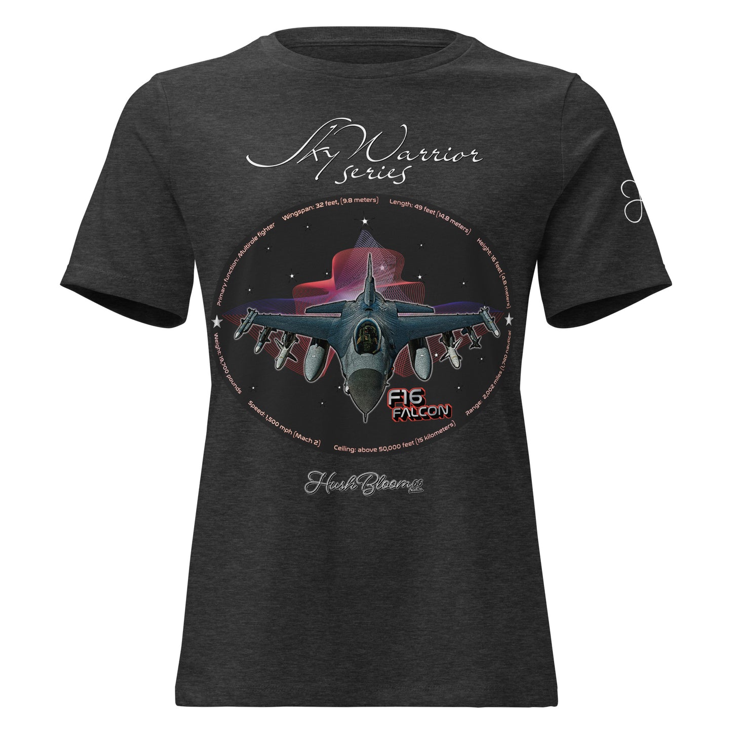 Dark Grey Heather - F16 Falcon Women's Relaxed T-Shirt