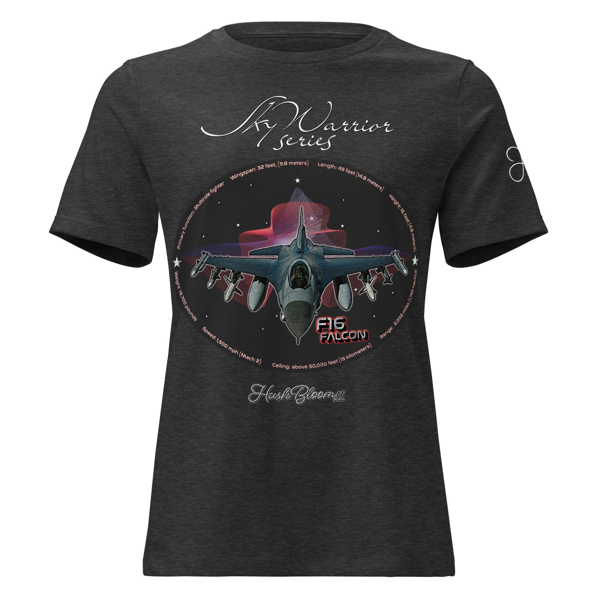Dark Grey Heather - F16 Falcon Women's Relaxed T-Shirt
