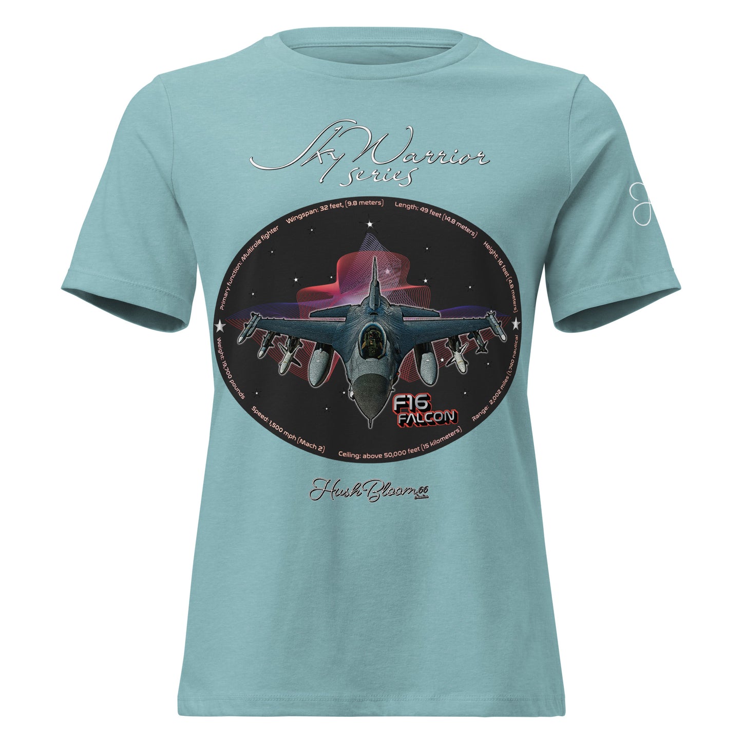 Heather Blue Lagoon - F16 Falcon Women's Relaxed T-Shirt