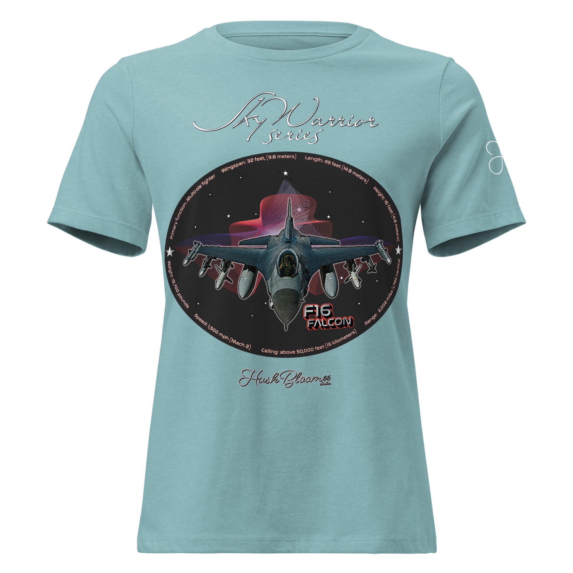 Heather Blue Lagoon - F16 Falcon Women's Relaxed T-Shirt