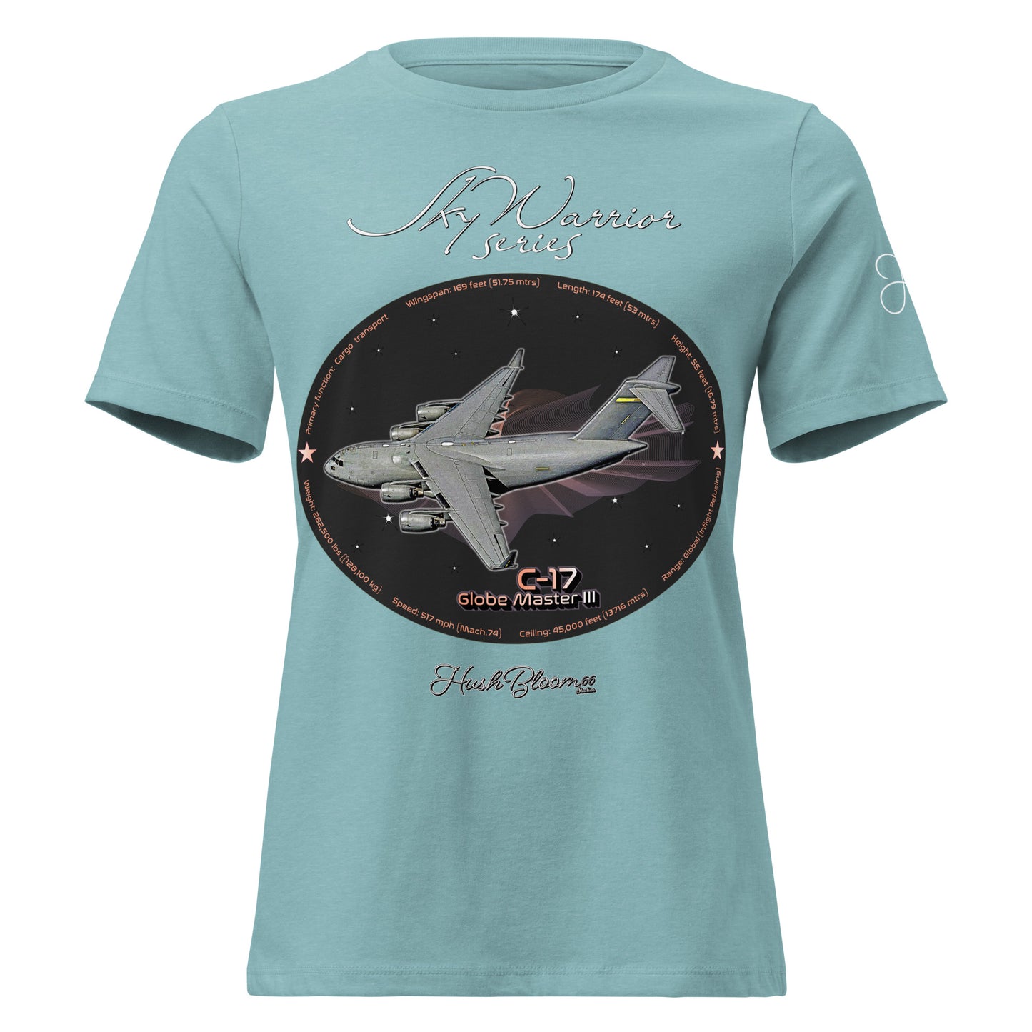 Heather Blue Lagoon - C17 Globe Master III Women's Relaxed T-Shirt