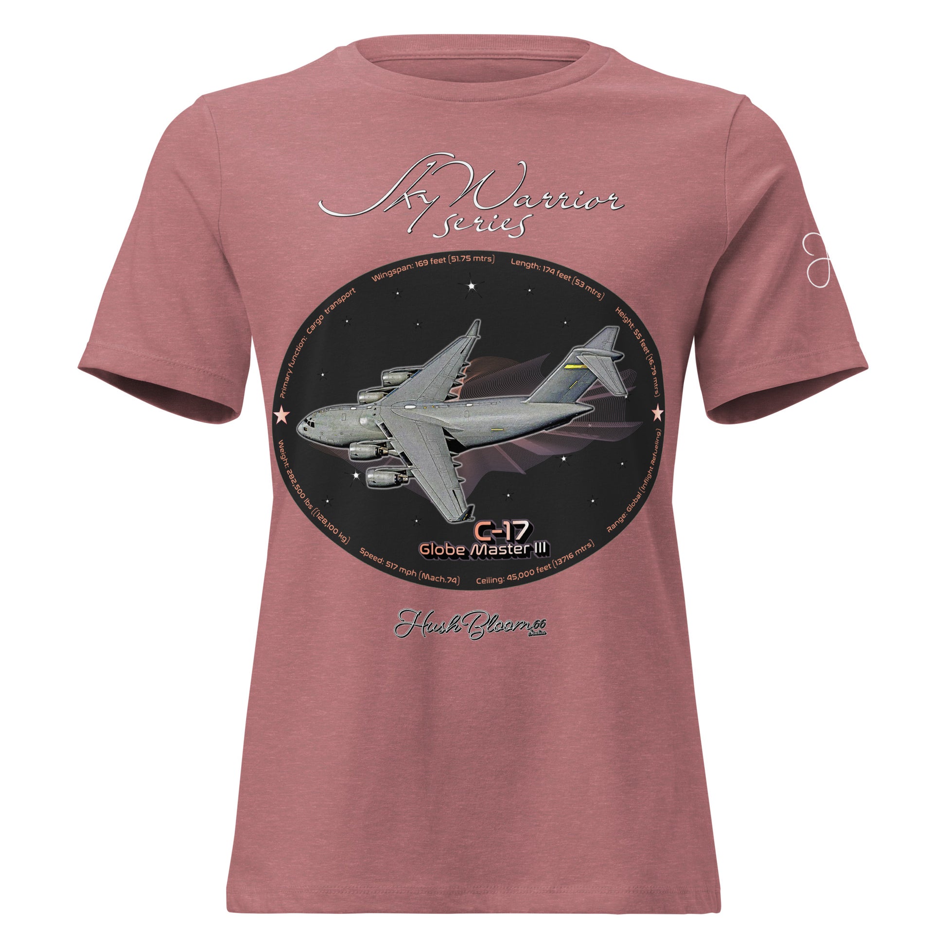 Heather Mauve - C17 Globe Master III Women's Relaxed T-Shirt