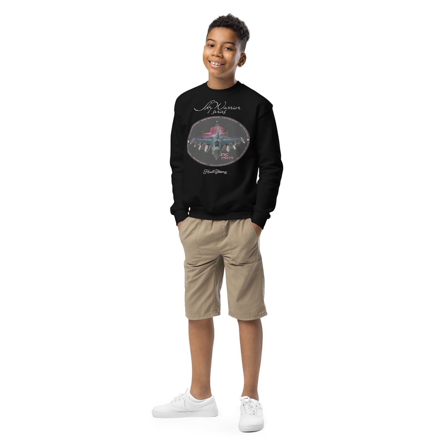 Black - F16 Falcon Youth crewneck sweatshirt