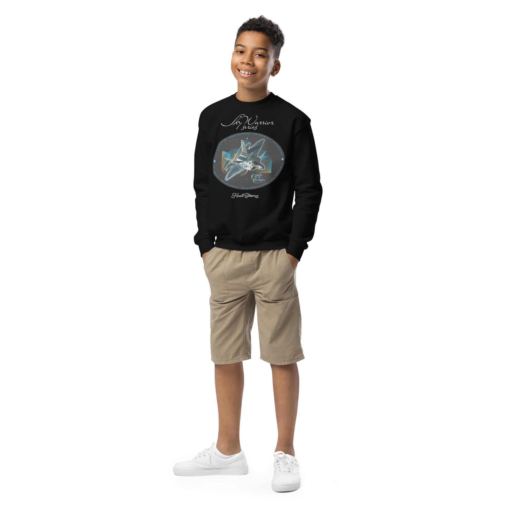 Black - F22 Raptor Youth crewneck sweatshirt