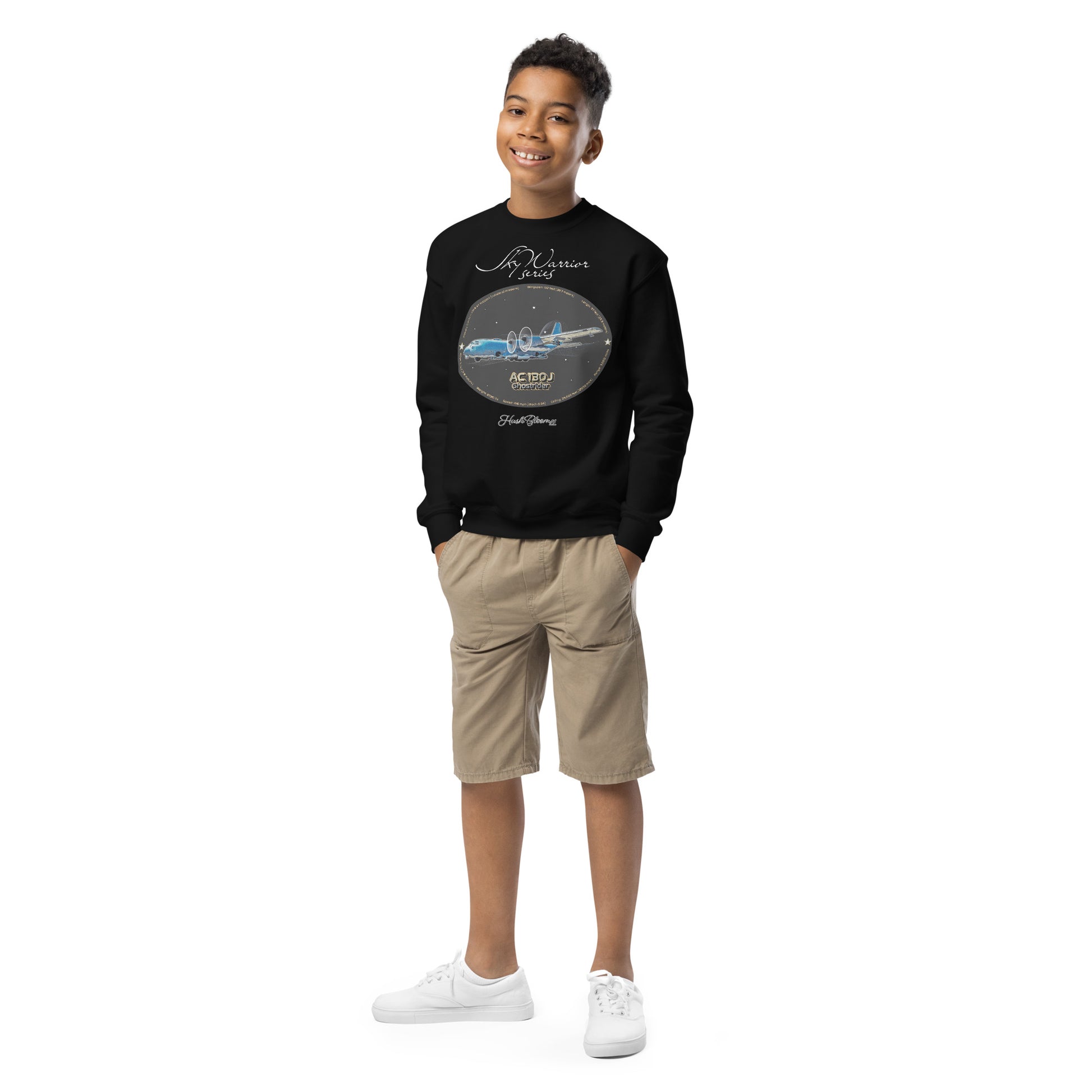 Black - AC130J Ghostrider Youth crewneck sweatshirt