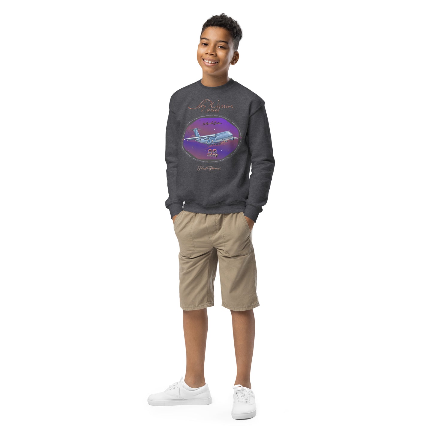 Dark Heather - C5 Galaxy (Limited Edition) Youth crewneck sweatshirt