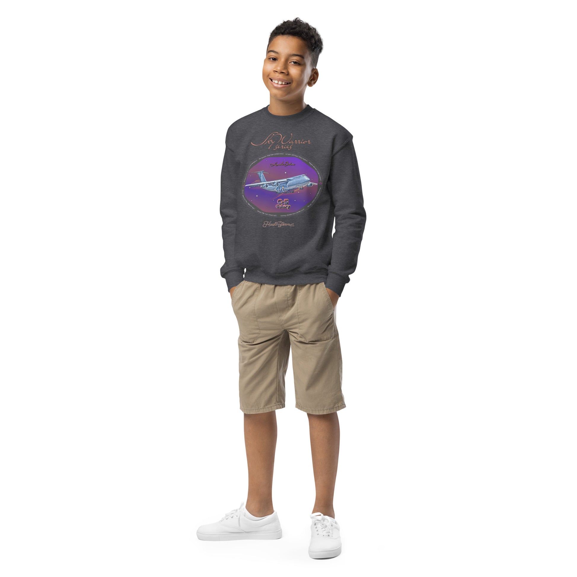 Dark Heather - C5 Galaxy (Limited Edition) Youth crewneck sweatshirt