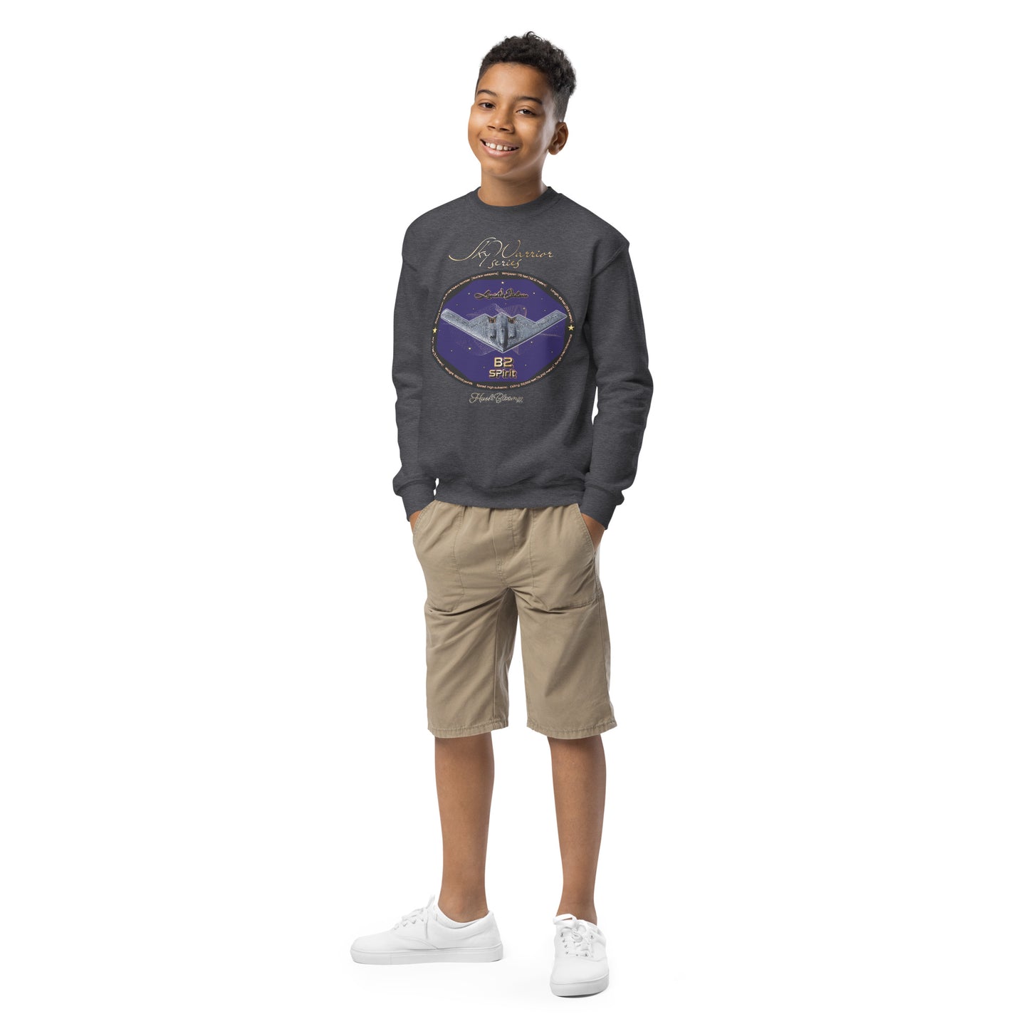 Dark Heather - B2 Spirit (Limited Edition) Youth crewneck sweatshirt