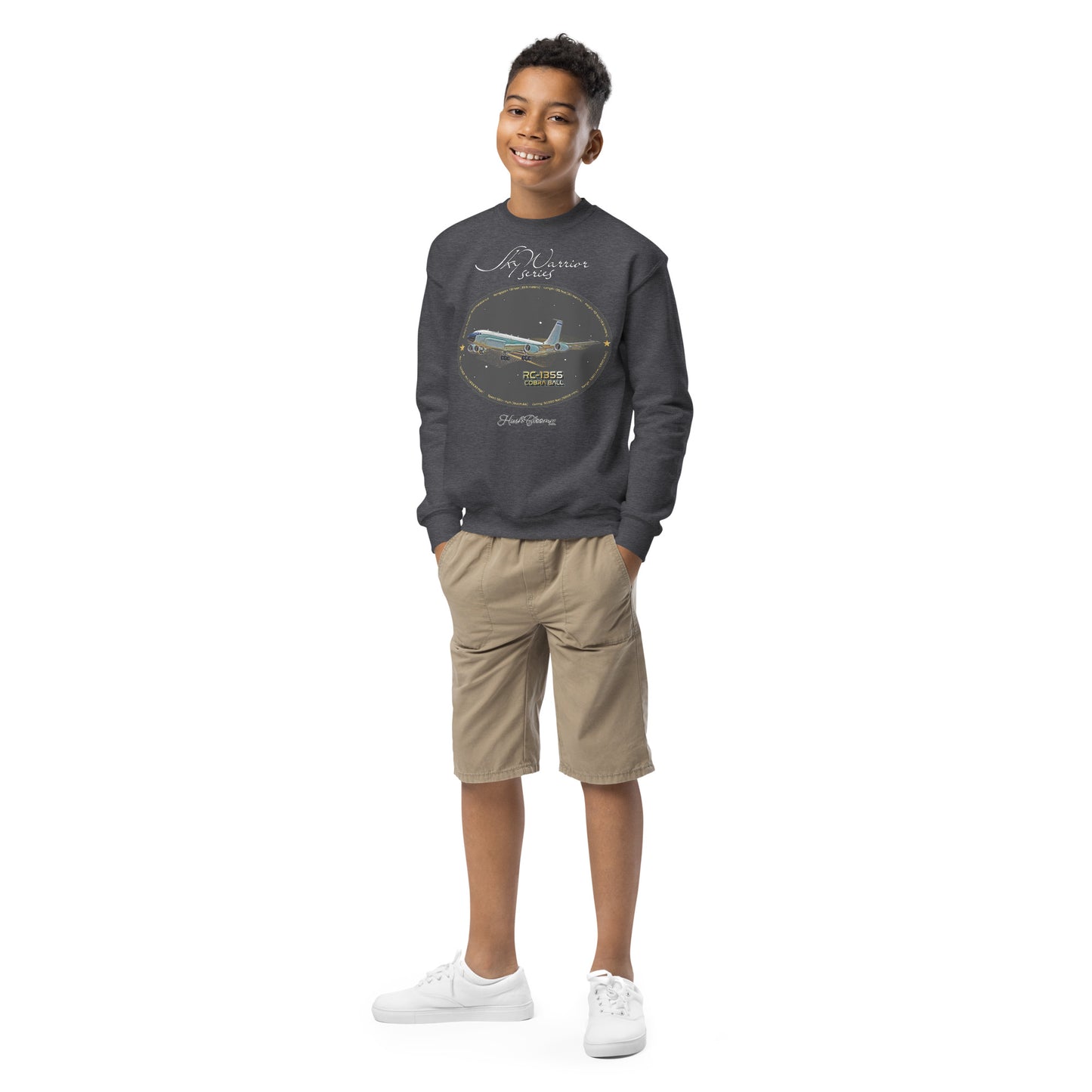 Dark Heather - RC135S Cobraball Youth crewneck sweatshirt