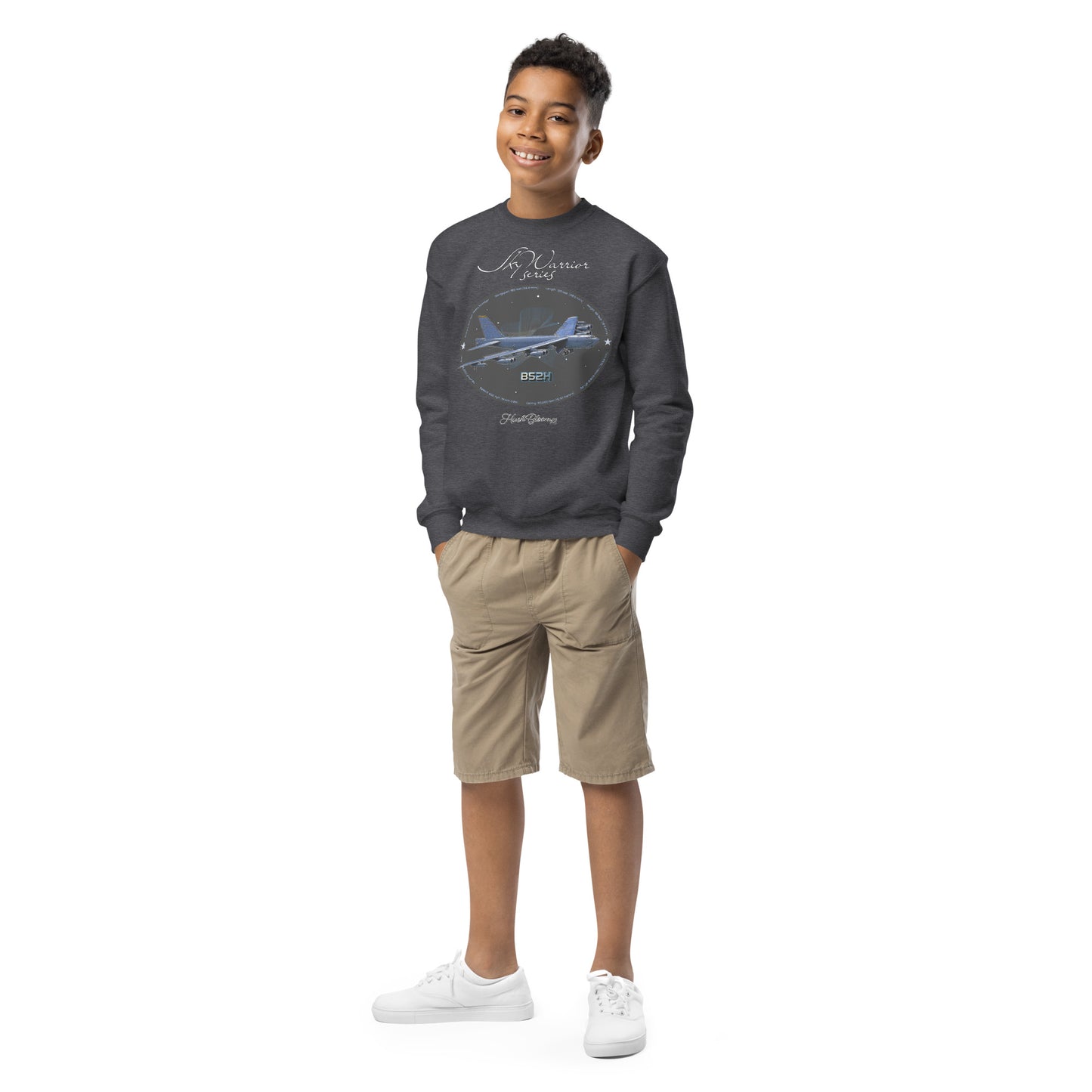 Dark Heather - B52H Stratofortress Youth crewneck sweatshirt