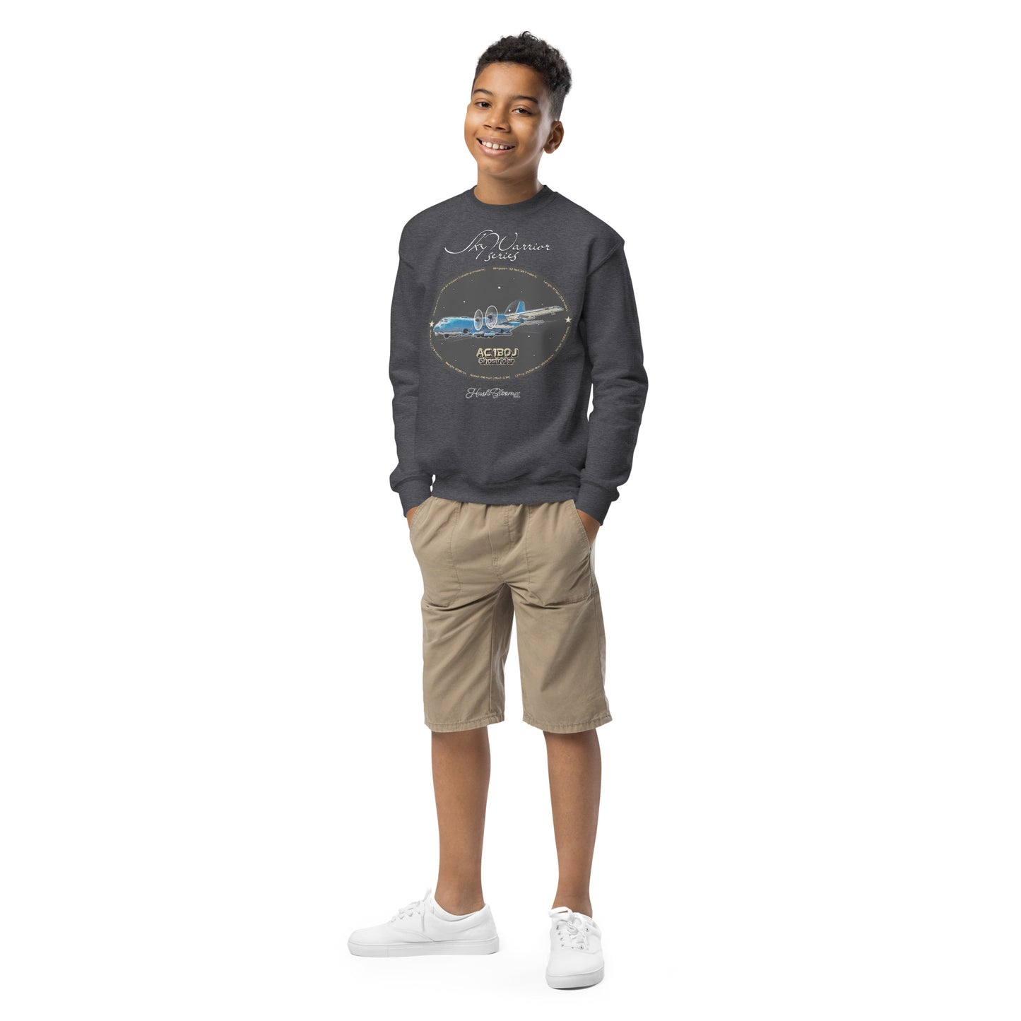 Dark Heather - AC130J Ghostrider Youth crewneck sweatshirt