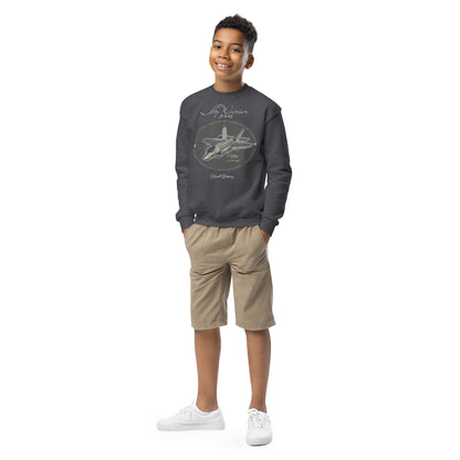 Dark Heather - F35A Lightning Youth crewneck sweatshirt