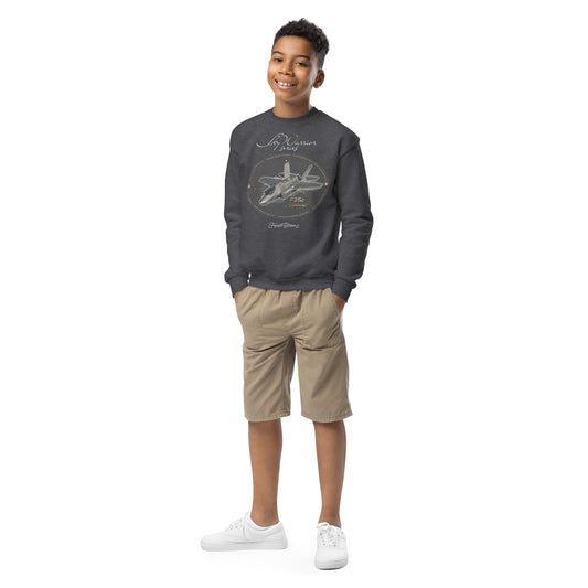 Dark Heather - F35A Lightning Youth crewneck sweatshirt