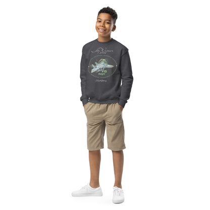 Dark Heather - F15 Eagle Youth crewneck sweatshirt
