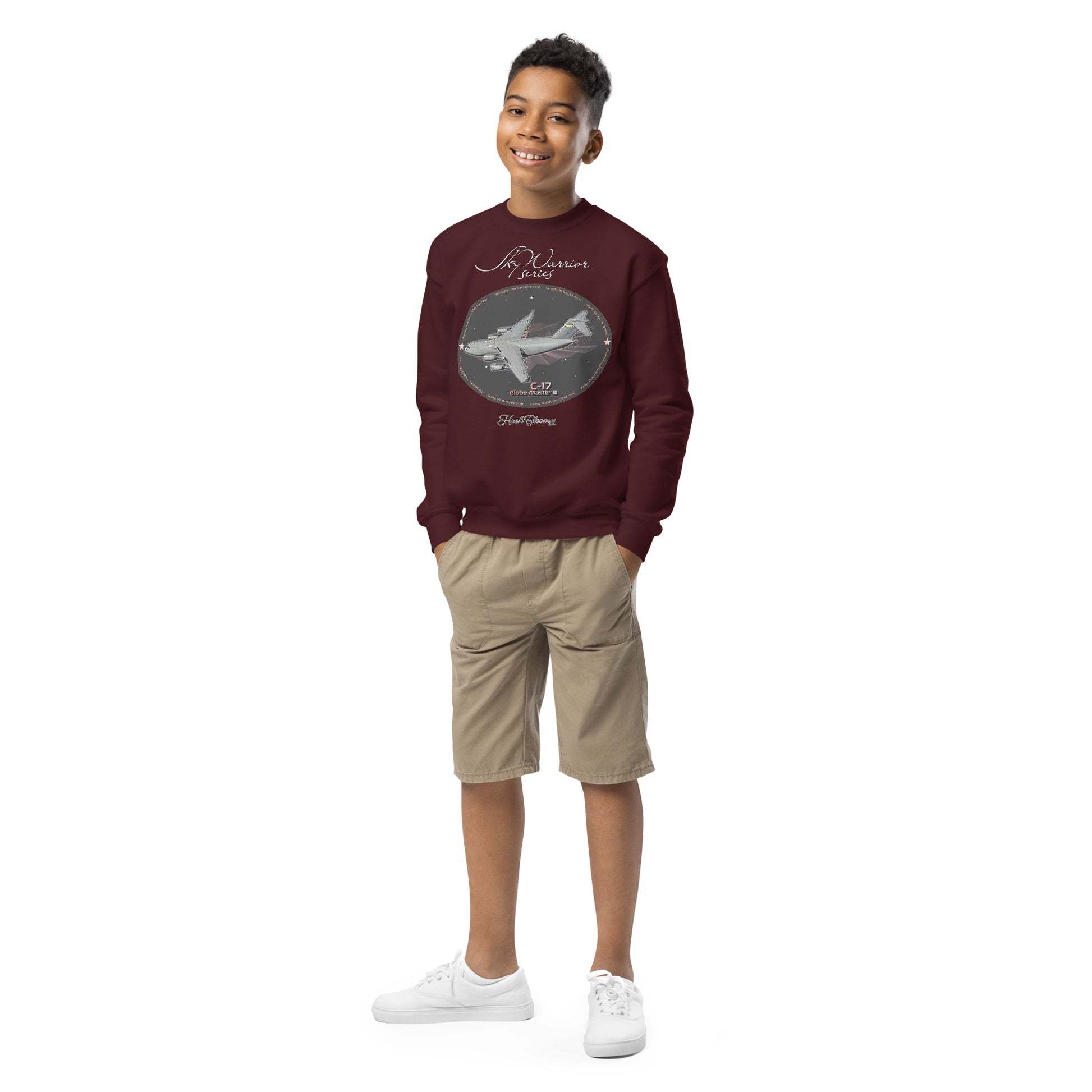 Maroon - C17 Globe Master III- Youth crewneck sweatshirt Sweatshirt