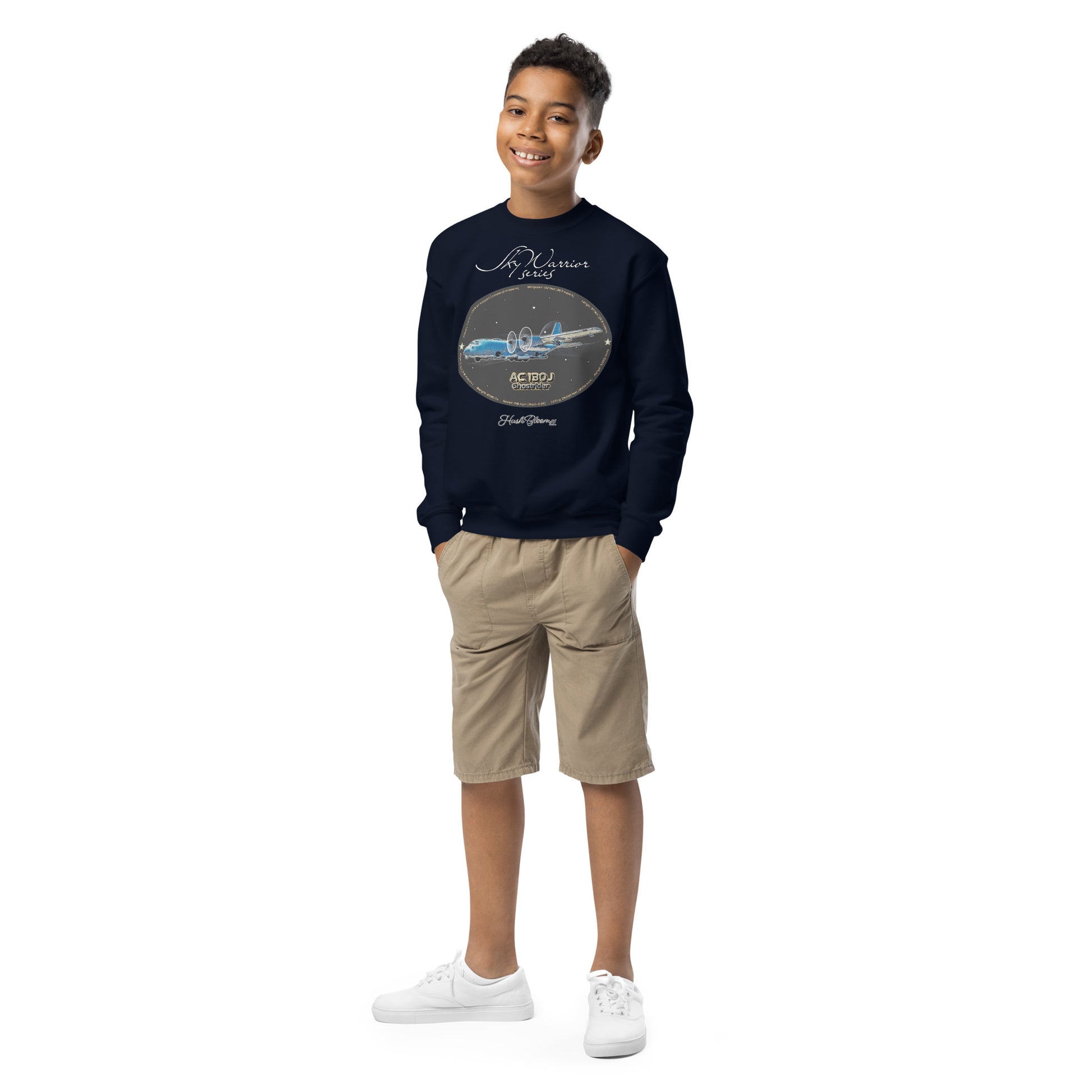 Navy - AC130J Ghostrider Youth crewneck sweatshirt