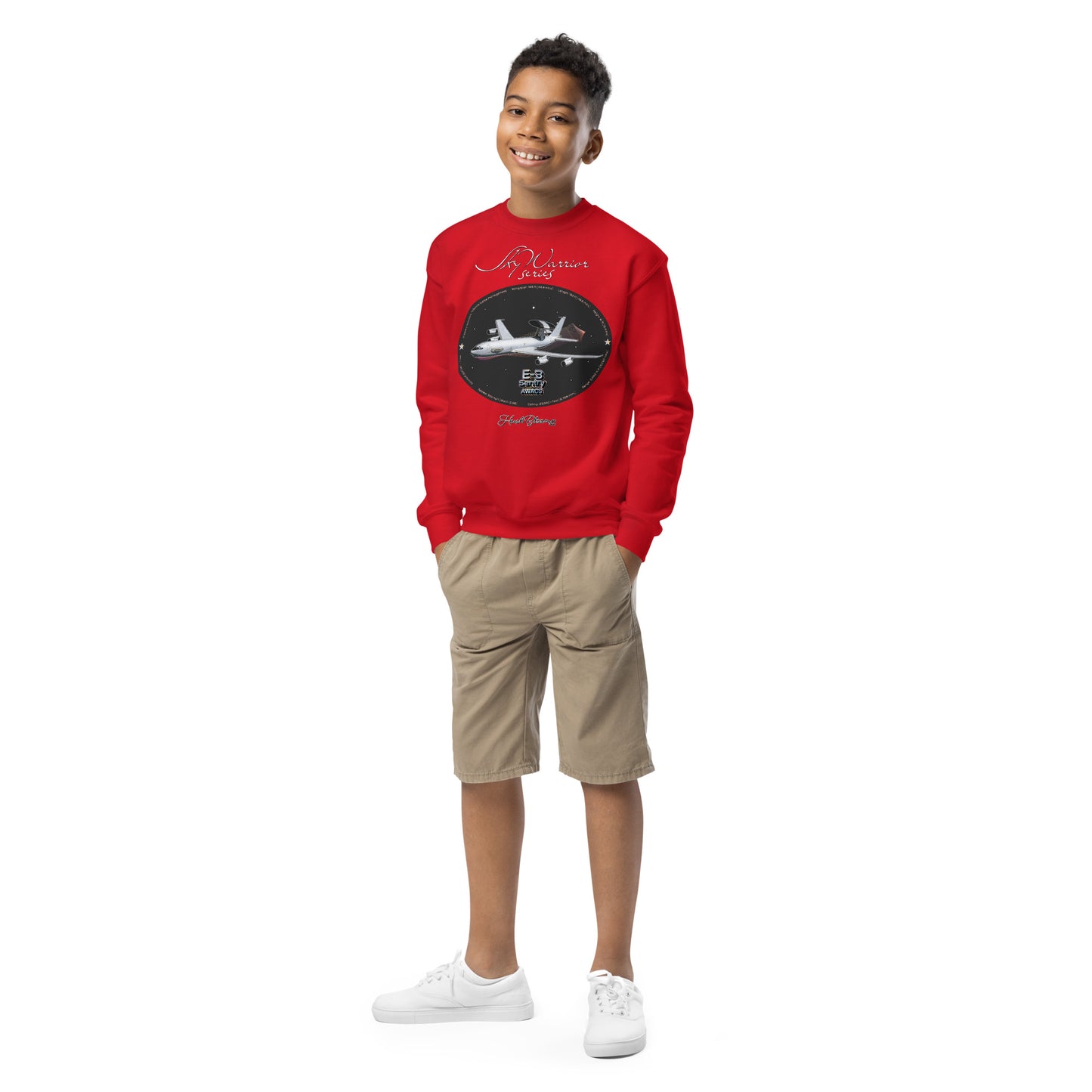 Red - E3 Sentry AWACS Youth crewneck sweatshirt