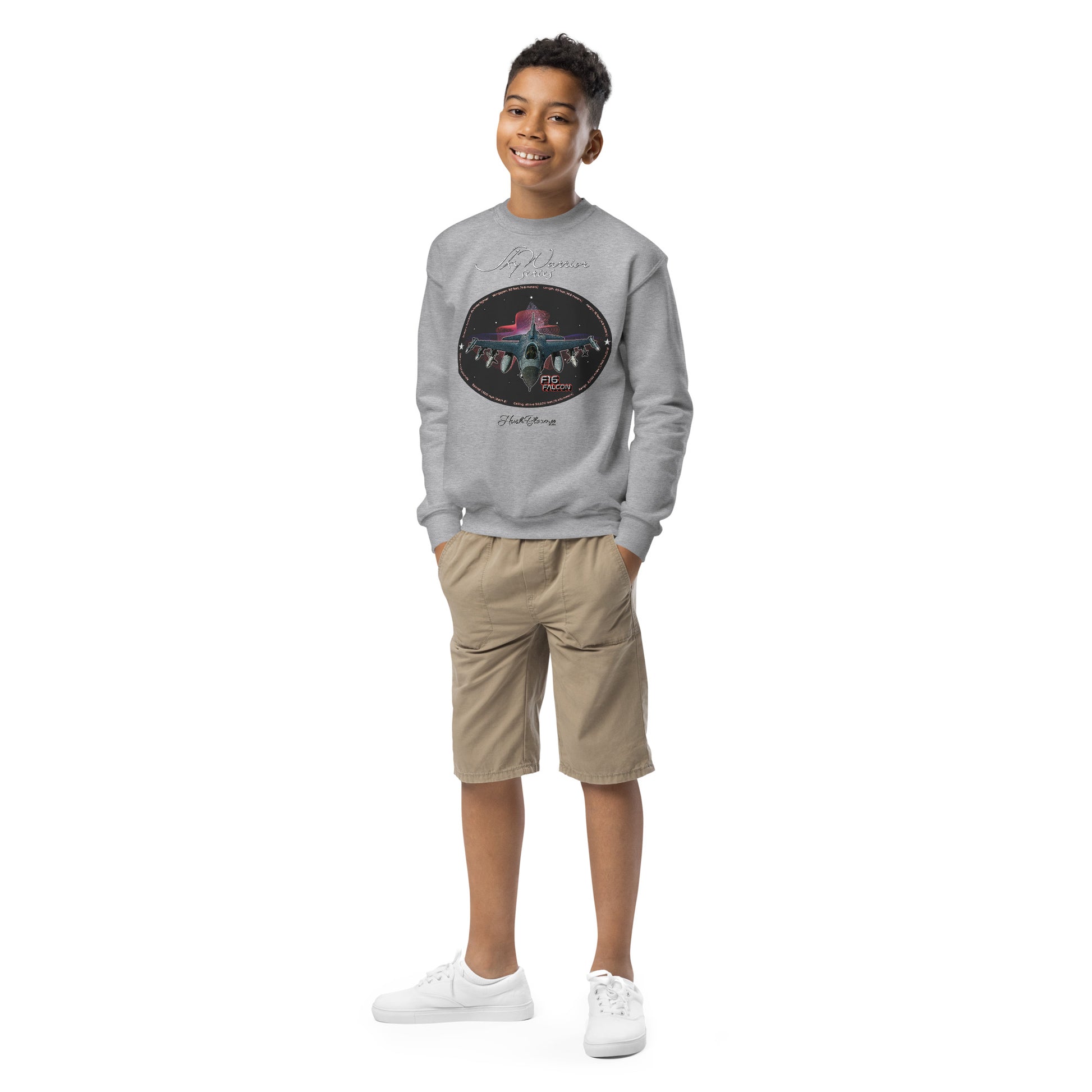 Sport Grey - F16 Falcon Youth crewneck sweatshirt
