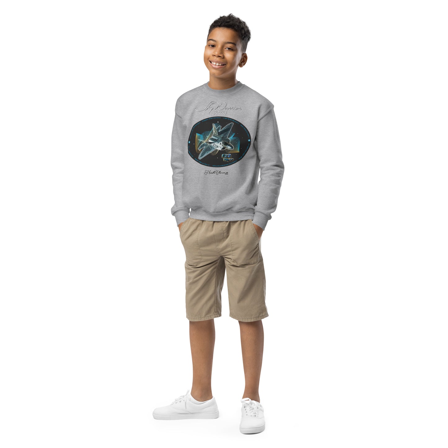 Sport Grey - F22 Raptor Youth crewneck sweatshirt