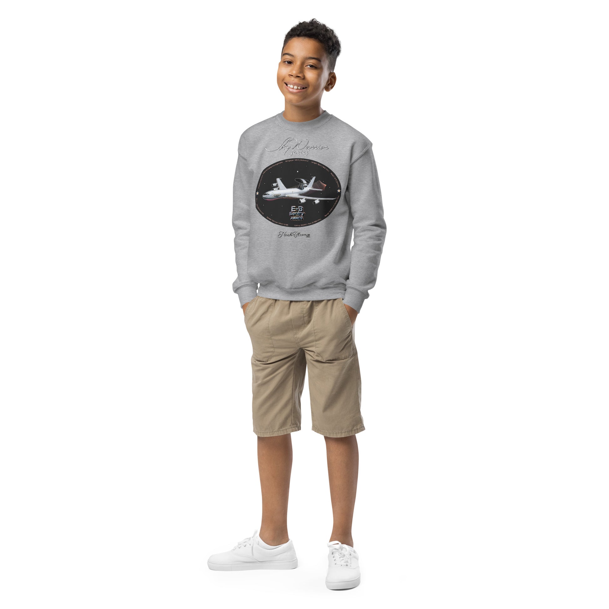 Sport Grey - E3 Sentry AWACS Youth crewneck sweatshirt