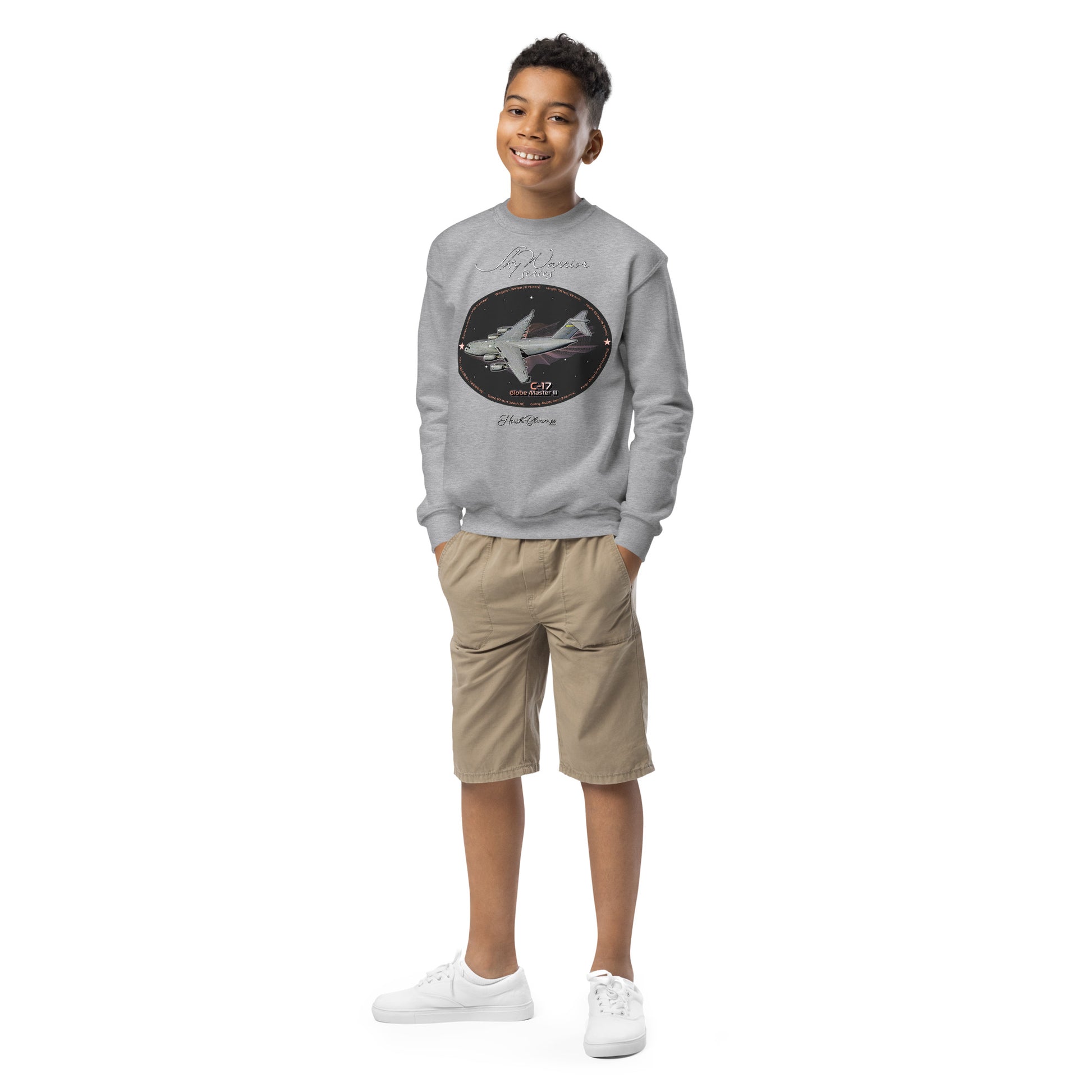 Sport Grey - C17 Globe Master III- Youth crewneck sweatshirt Sweatshirt