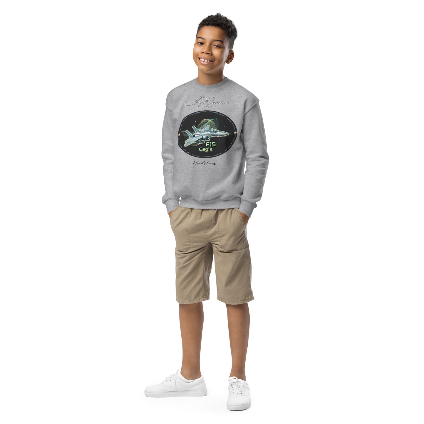 Sport Grey - F15 Eagle Youth crewneck sweatshirt