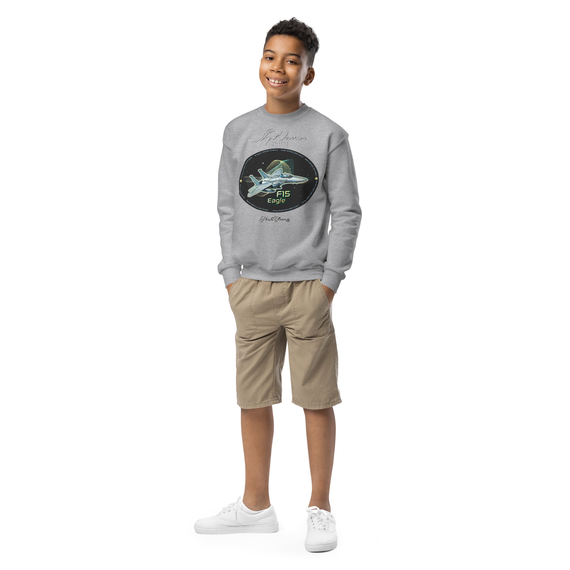 Sport Grey - F15 Eagle Youth crewneck sweatshirt