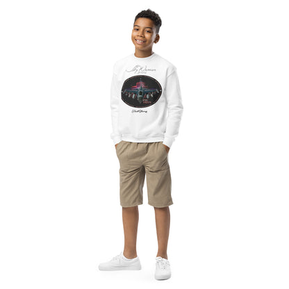White - F16 Falcon Youth crewneck sweatshirt