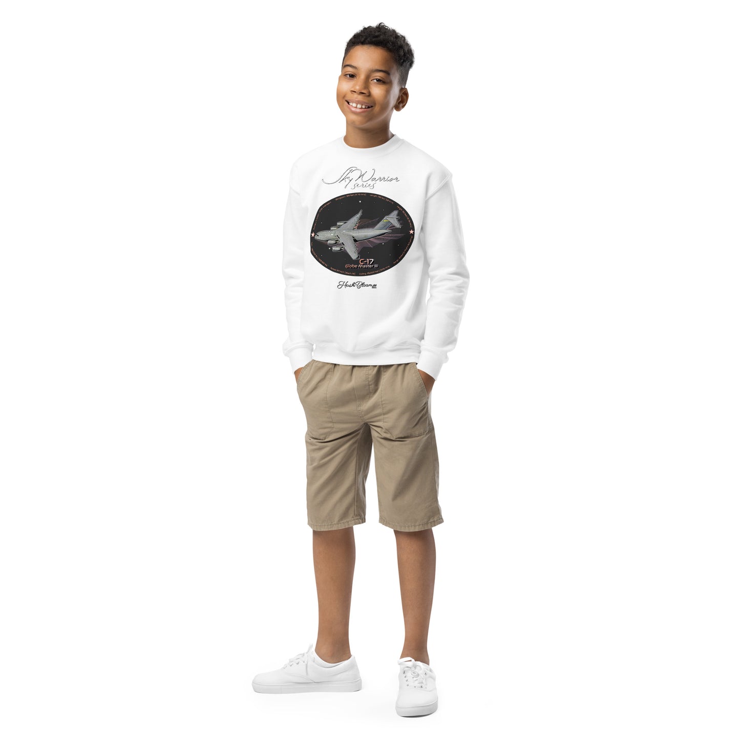 White - C17 Globe Master III- Youth crewneck sweatshirt Sweatshirt