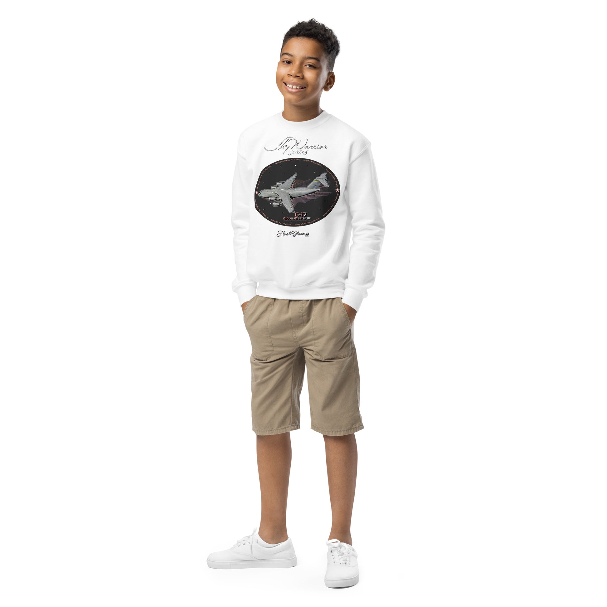 White - C17 Globe Master III- Youth crewneck sweatshirt Sweatshirt