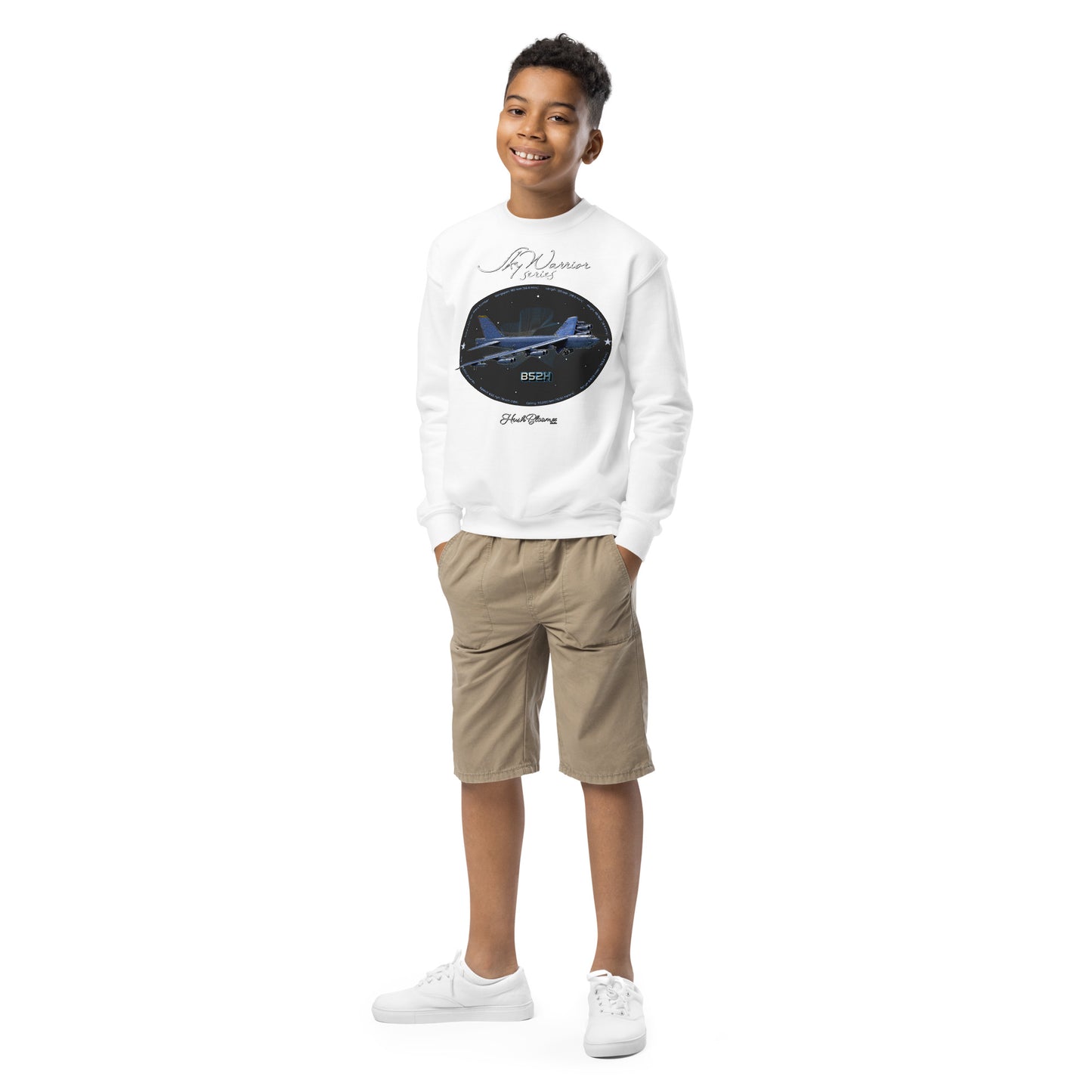 White - B52H Stratofortress Youth crewneck sweatshirt